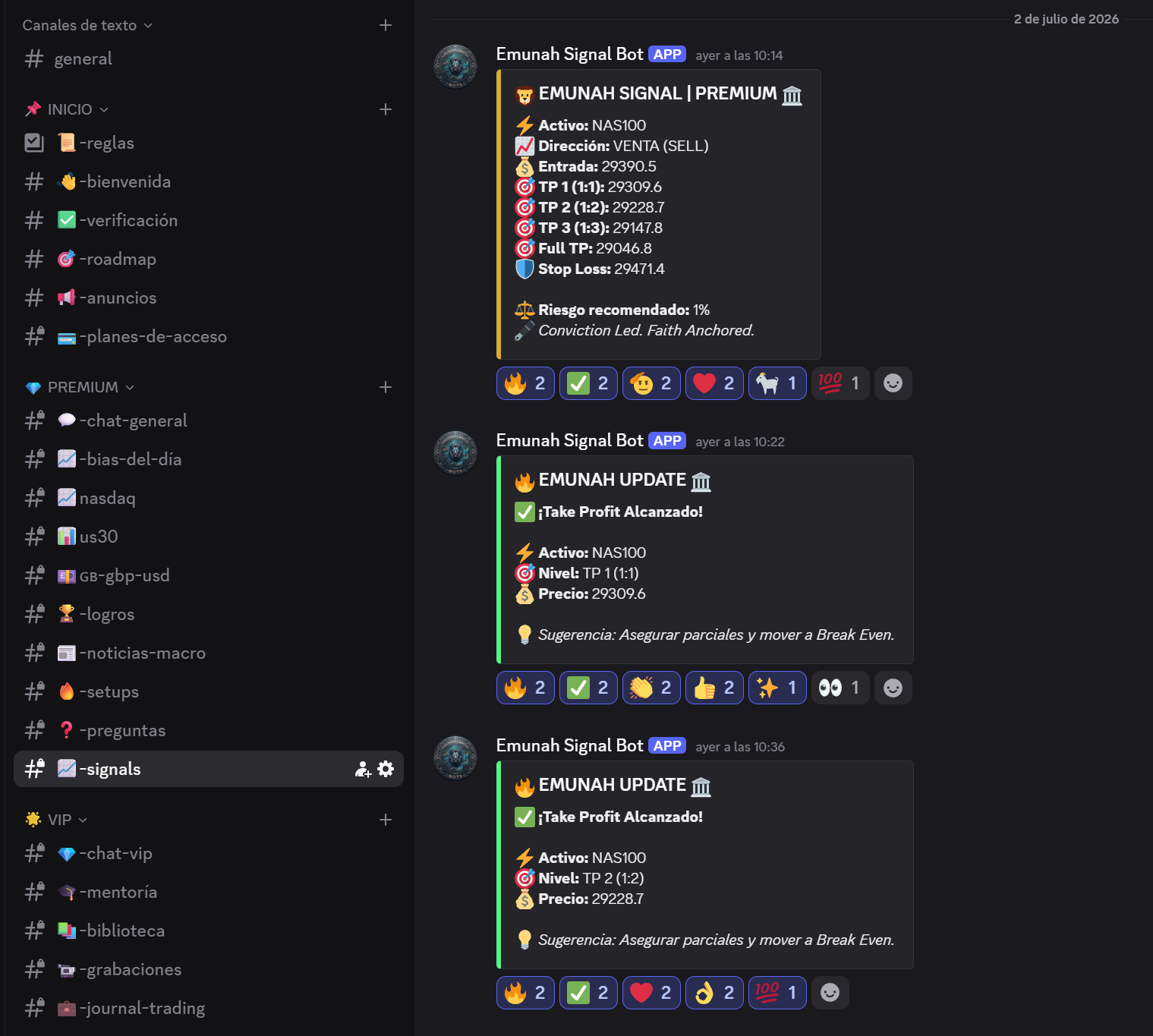Vista previa del servidor privado de Discord de Emunah Capital